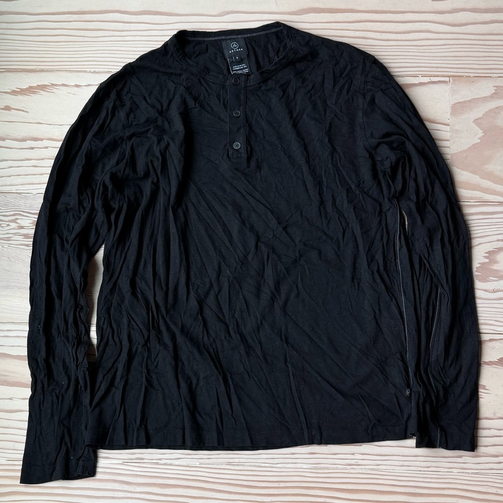 Aether Black Henley Long Sleeve Shirt - Size XXL (5)